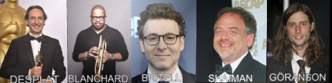 Cinco compositores concorrem ao Oscar de melhor trilha sonora neste ano de 2019.